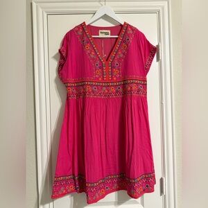 NWT Savanna Jane Pink Dress with Colorful Embroidery